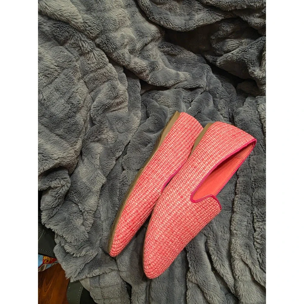 Birdies Starling Pink Woven Raffia Loafers Smoking Slippers Womens 9.5
